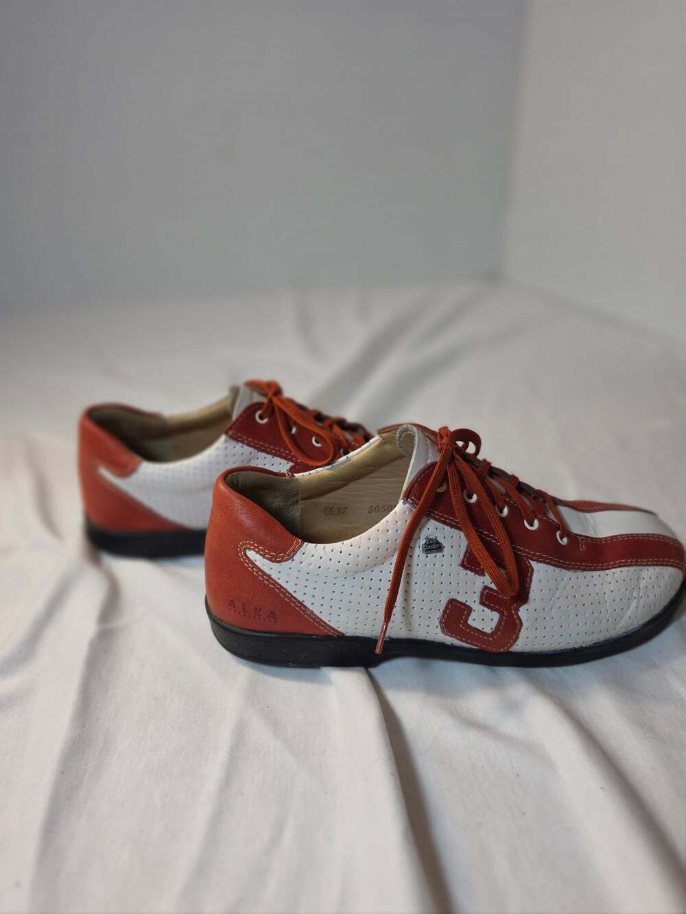 Finn Comfort Women's Red White Leather Lace Up Comfort Shoes EU 37 US 6.5